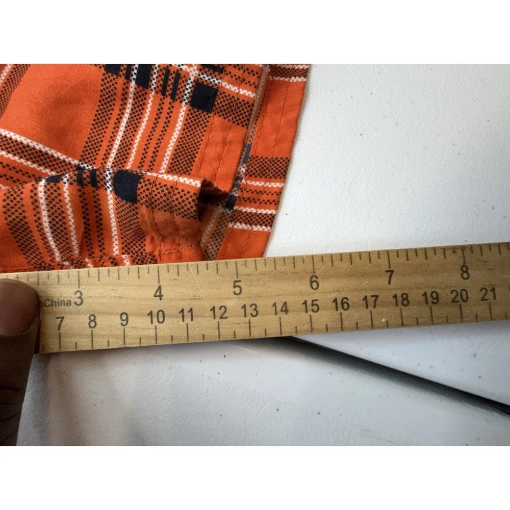 Talos Mens XL Plaid Swim Shorts Orange Lined Drawstring Pockets